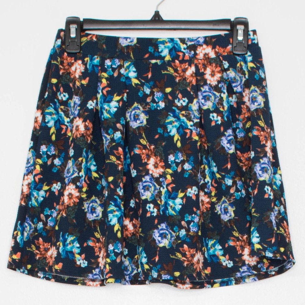 Joe Benbasset Skirt Boho Romantic Grunge Minimalist Floral Mini Navy Blue Medium